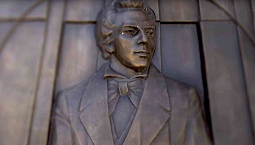 Mural of Joseph Smith made of bronze