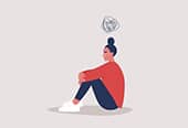 Woman sits discouraged