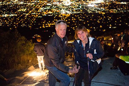 Kevin and Peggy Worthen hiking the Y. Photo by BYU Photo.